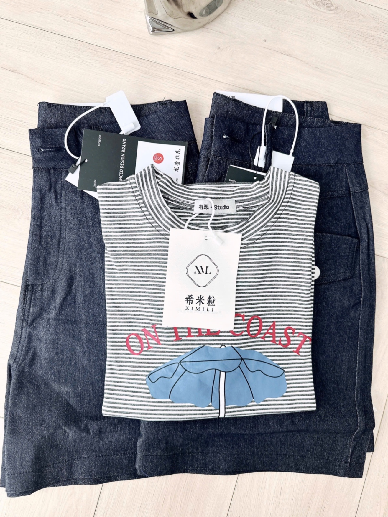 S912 - SET ÁO KẺ COAST QUẦN BÒ TÚI NẮP
