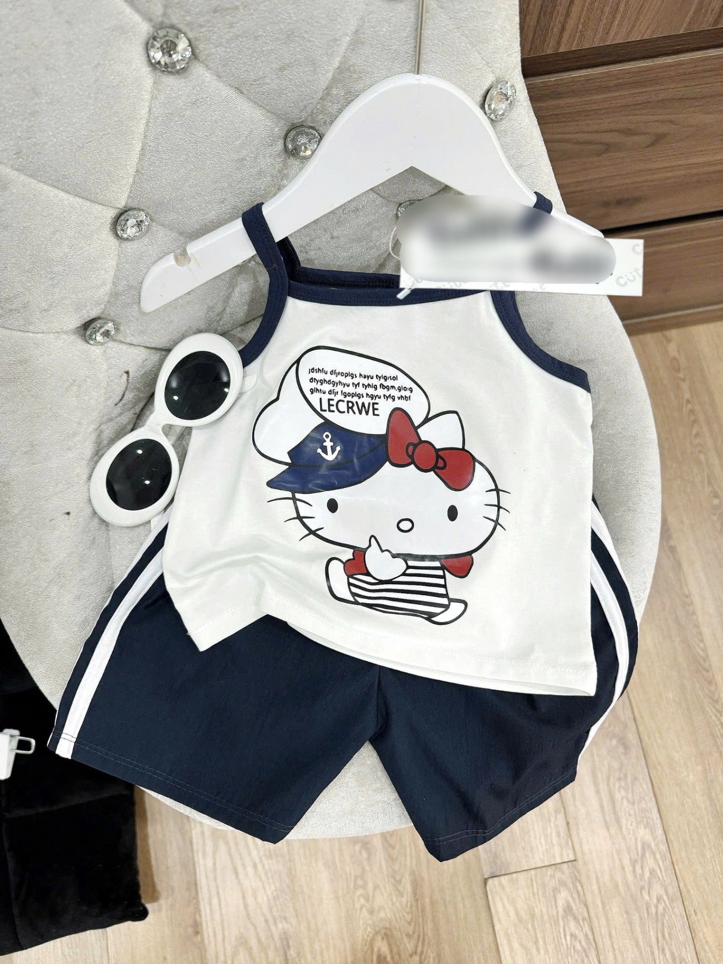 G553 - BỘ BÉ GÁI 2S KITTY TRẮNG QUẦN THAN
