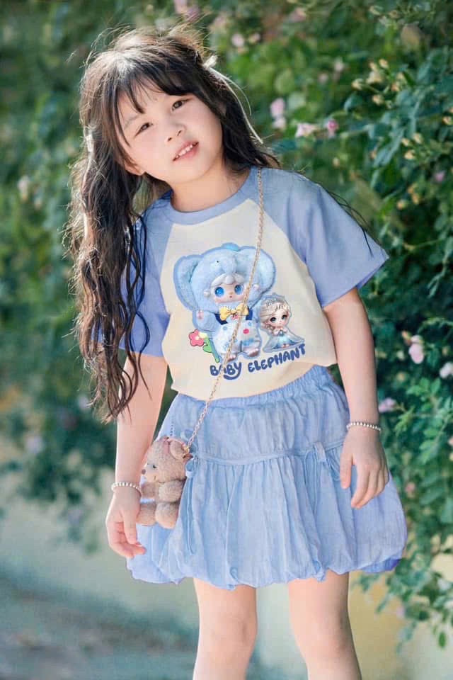 G552 - SET BÉ GÁI SIZE ĐẠI BABY3 ÁO TRẮNG TAY XANH