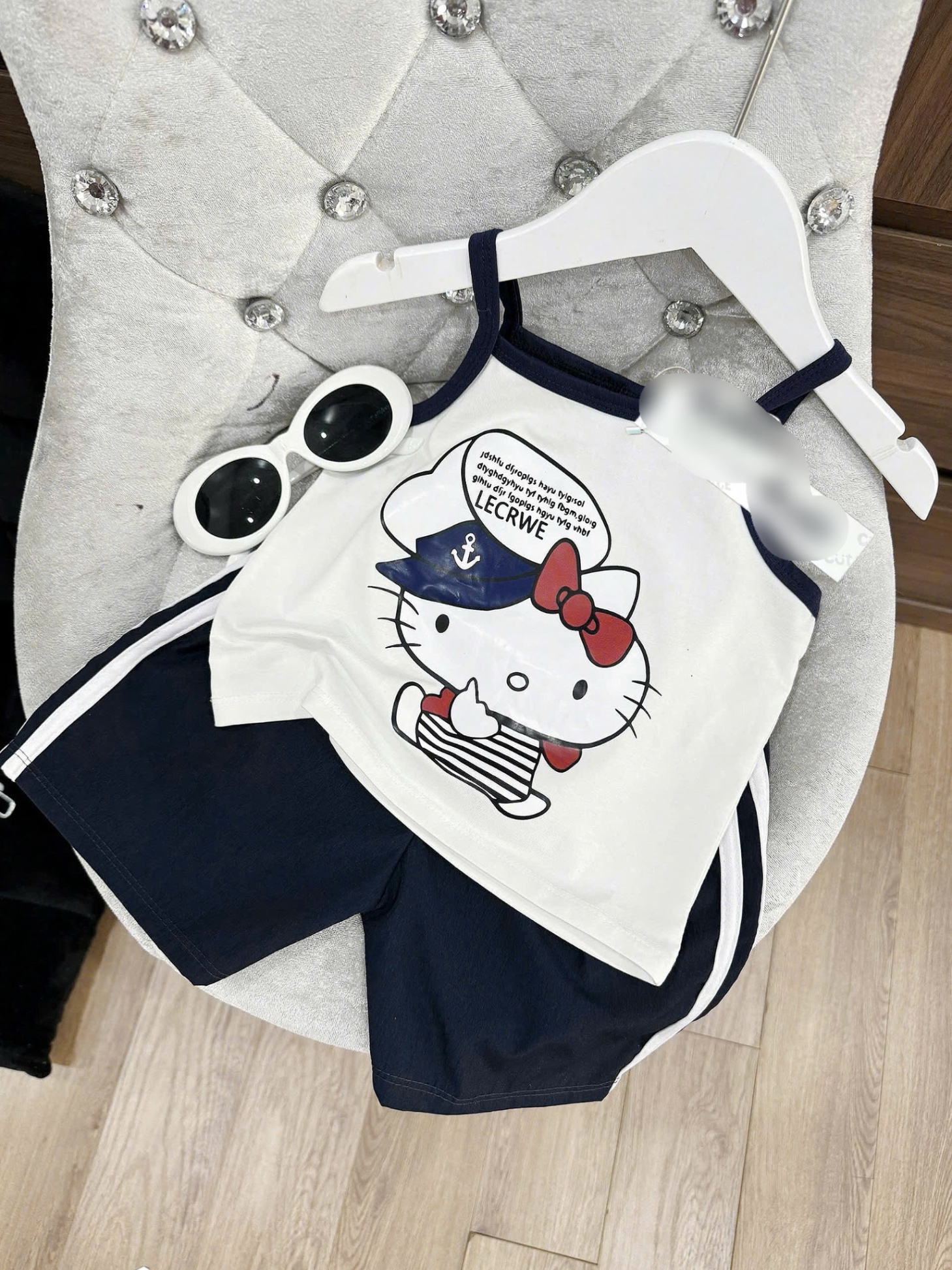 G553 - BỘ BÉ GÁI 2S KITTY TRẮNG QUẦN THAN