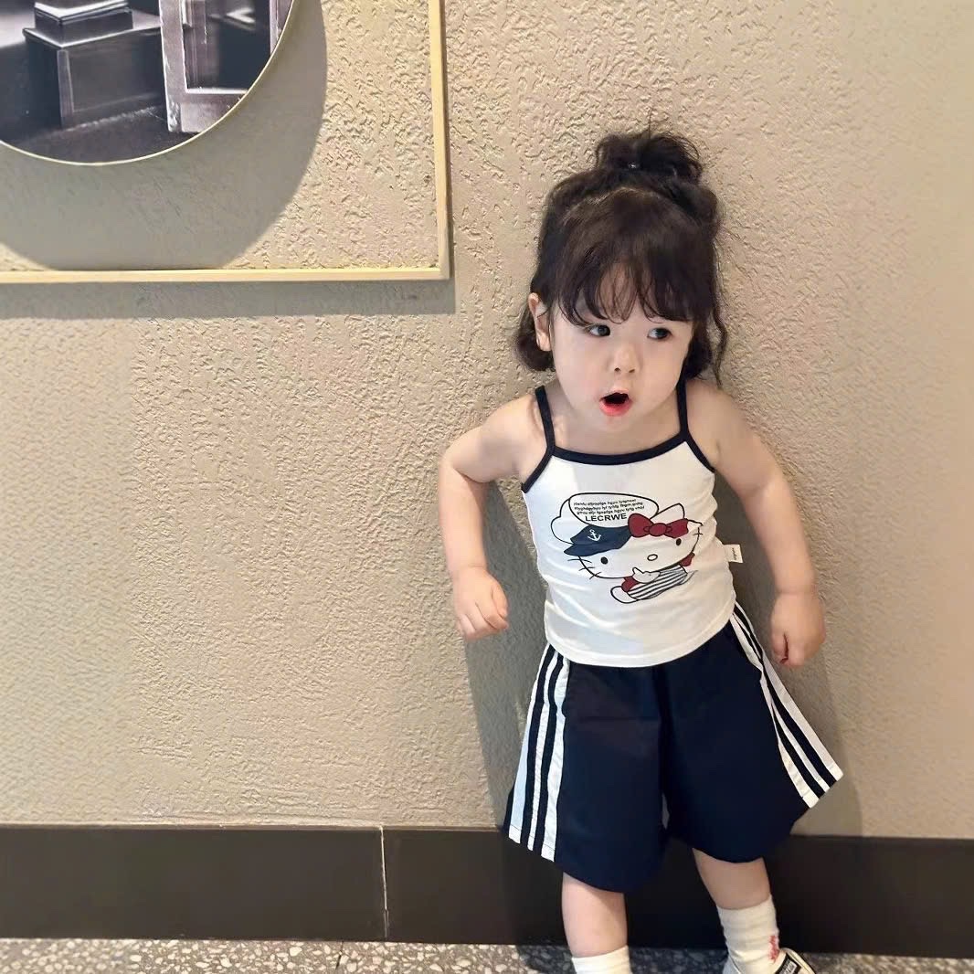 G553 - BỘ BÉ GÁI 2S KITTY TRẮNG QUẦN THAN