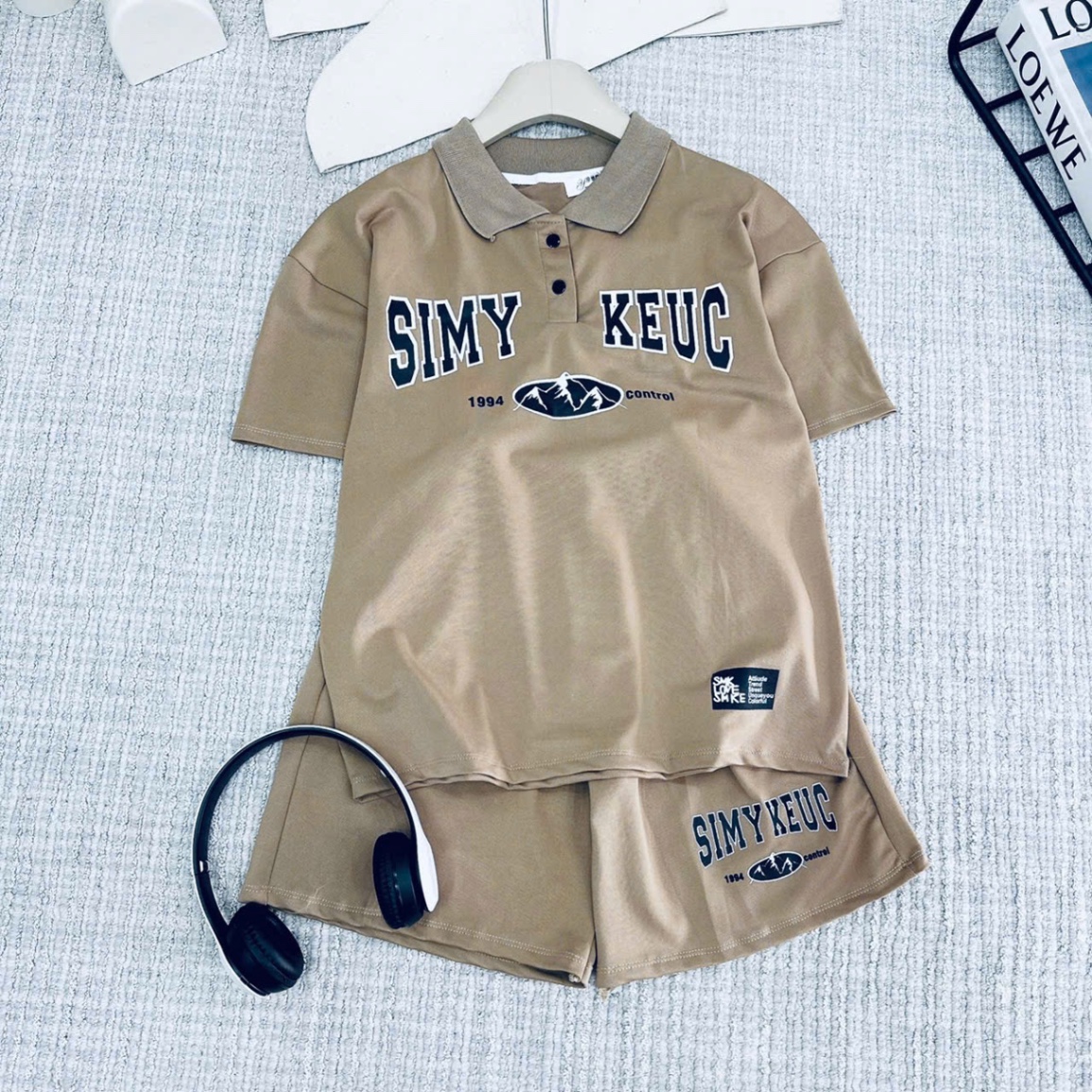 T587 - BỘ ĐÙI BÉ TRAI SIZE ĐẠI ÁO POLO NÂU SIMY