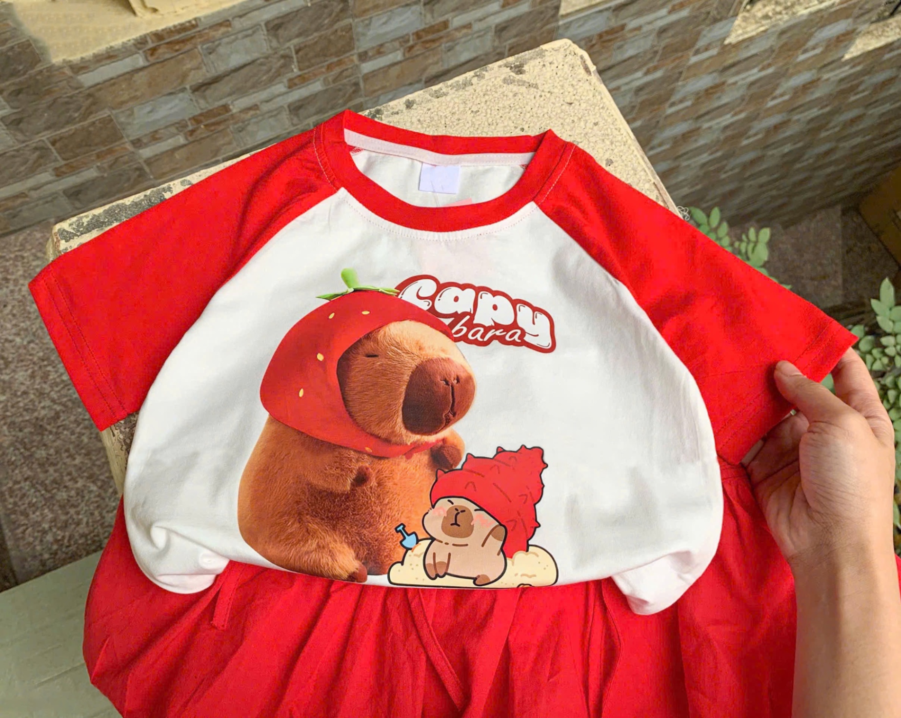 G555 - SET BÉ GÁI SIZE ĐẠI ÁO CAPYBARA CVAY ĐỎ BỒNG