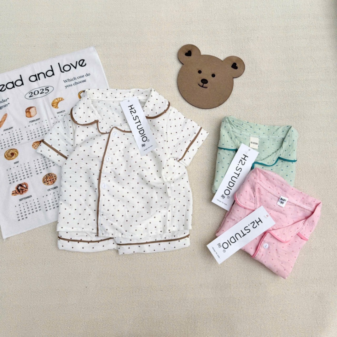 G556 - BỘ PYJAMA BÉ TRAI GÁI CHẤM BI VIỀN