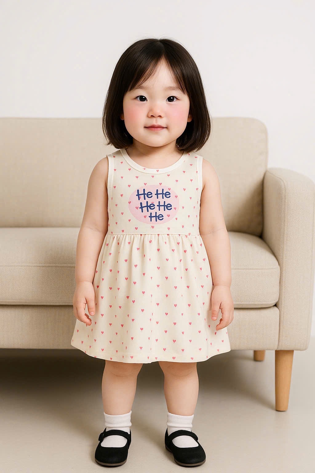VB524 - SET 2 VÁY BÉ GÁI HEHE hồng be SÁT NÁCH