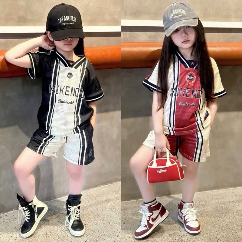 T597 - SET 2 BỘ ĐÙI BÉ TRAI THỂ THAO đen đỏ MIKENCO
