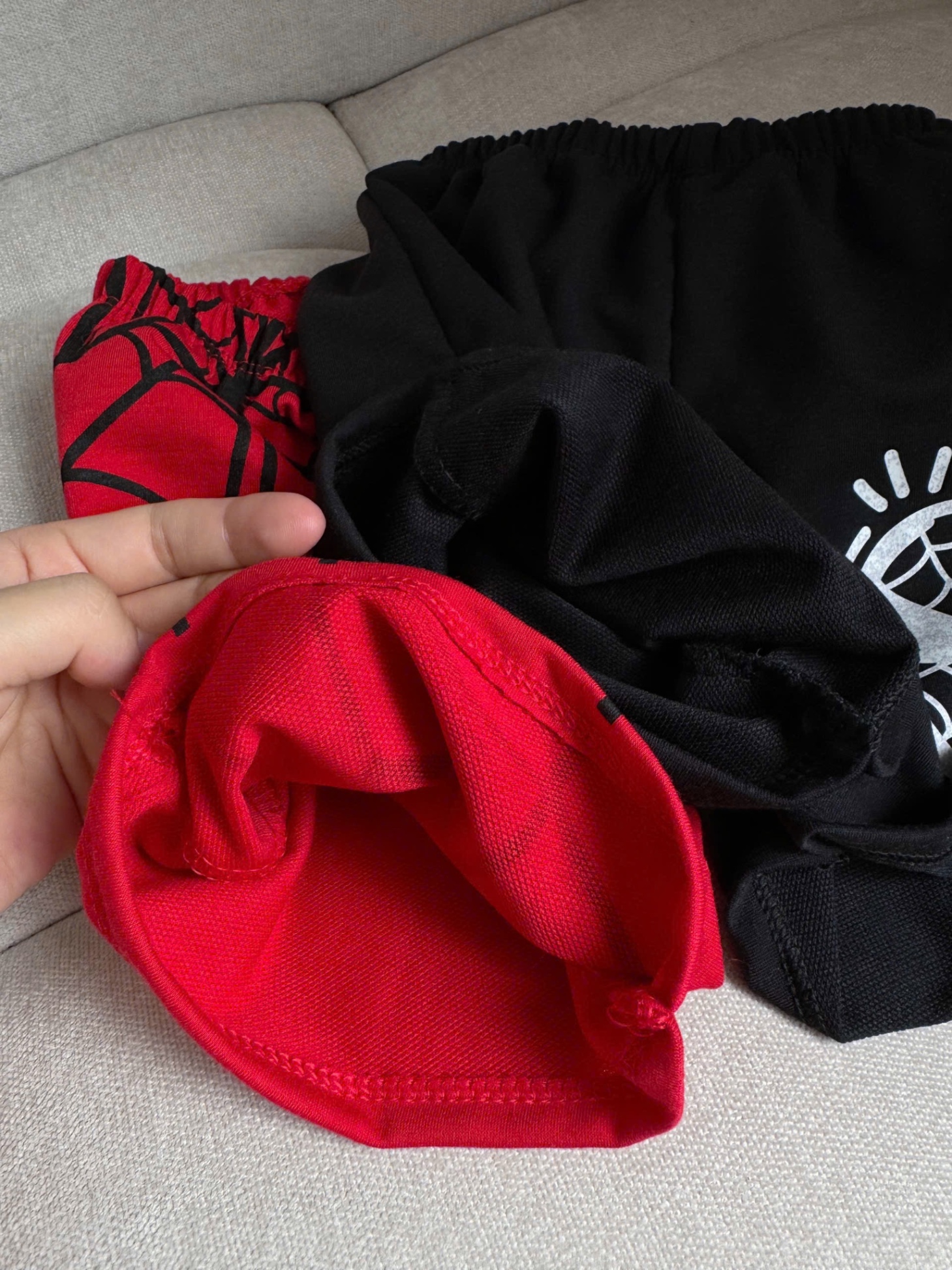T602 - SET 2 BỘ ĐÙI BÉ TRAI BA LỖ NHỆN đỏ trắng SPIDEY