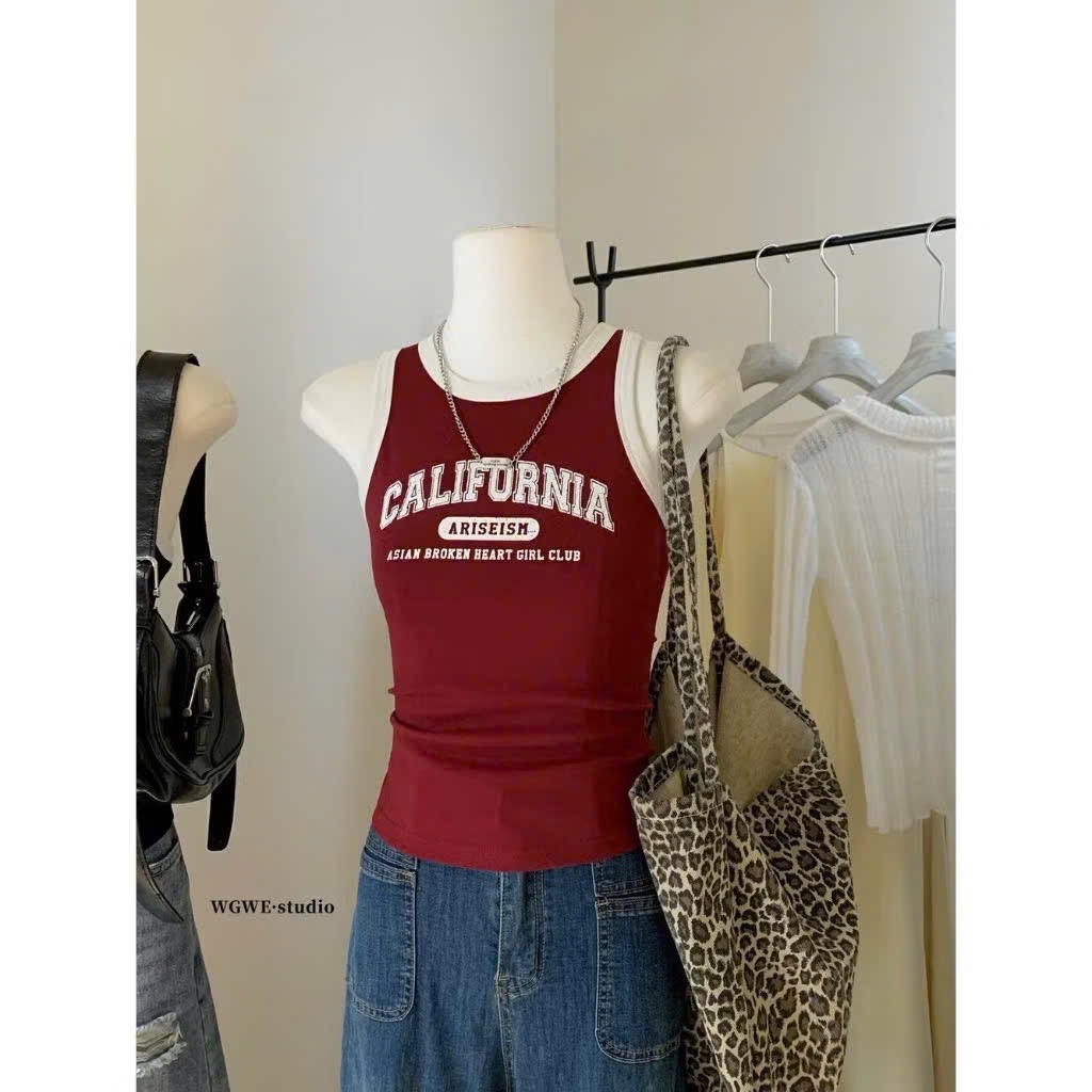 ANU199 - SET 2 ÁO BA LỖ NỮ ĐEN ĐỎ CALIFORNIA