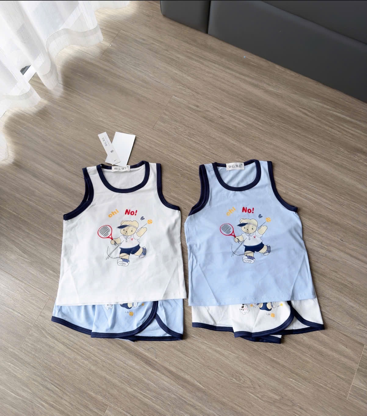 T616 - SET 2 BỘ ĐÙI BÉ TRAI BA LỖ OH no xanh trắng