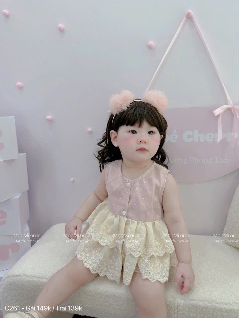 (hàng chờ)G566 - SET BÉ TRAI GÁI HỒNG CHẤM BI PHỐI