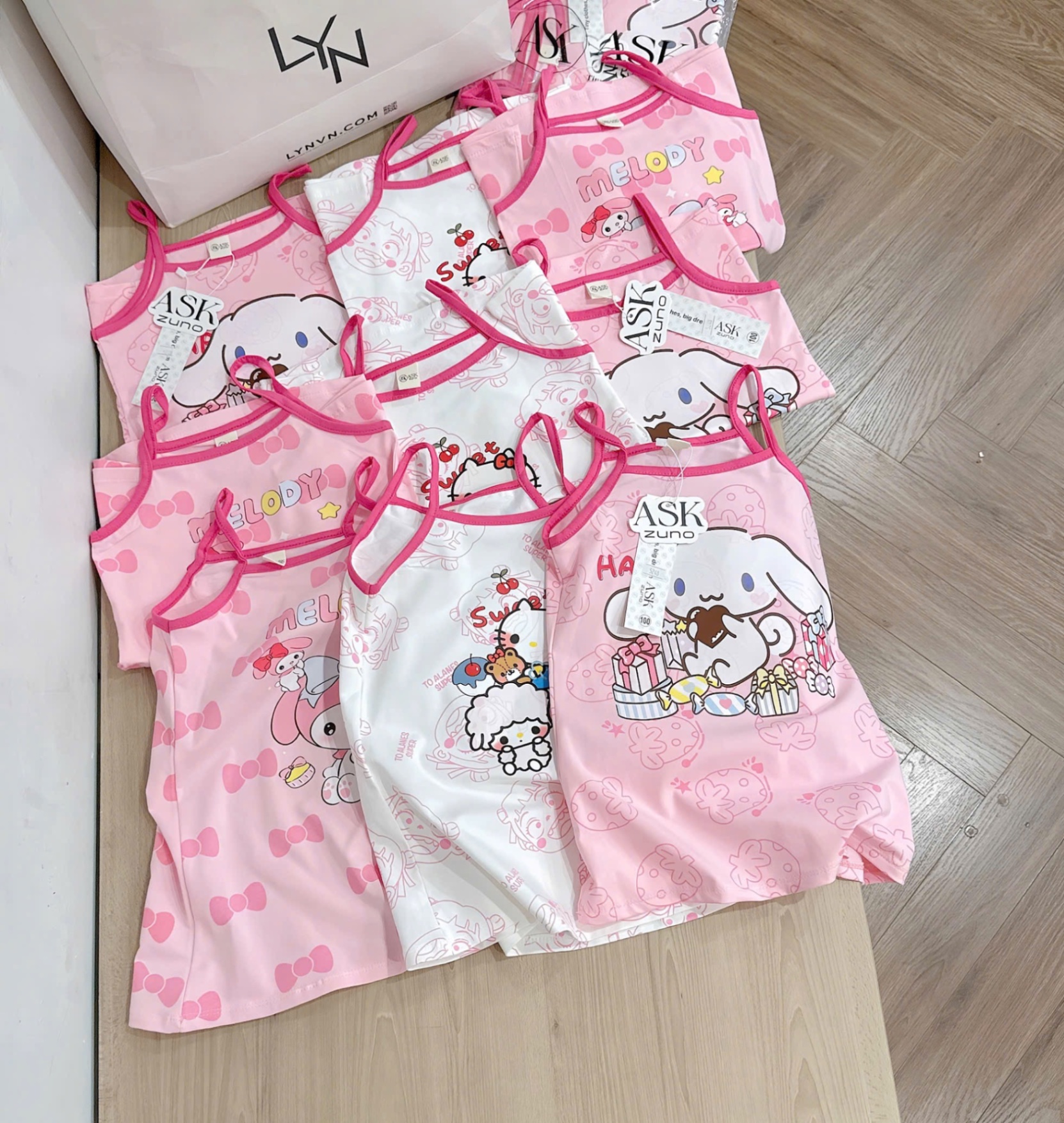 VB531 - SET 3 VÁY BÉ GÁI 2S HỒNG THỎ MELODY