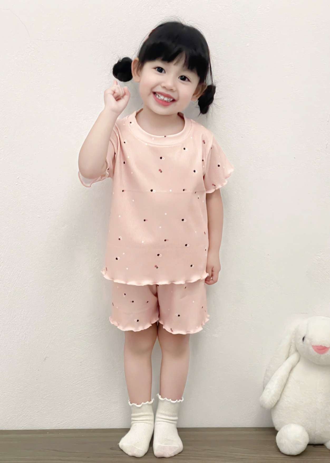 G579 - SET 3 BỘ ĐÙI BÉ GÁI HOA NHÍ VIỀN BÈO xanh hồng trắng