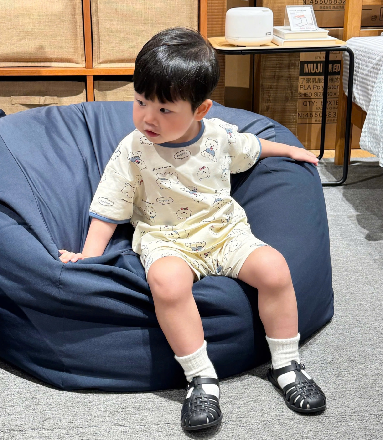 T622 - SET 2 BỘ ĐÙI BÉ TRAI CHÓ PUPPY xanh be