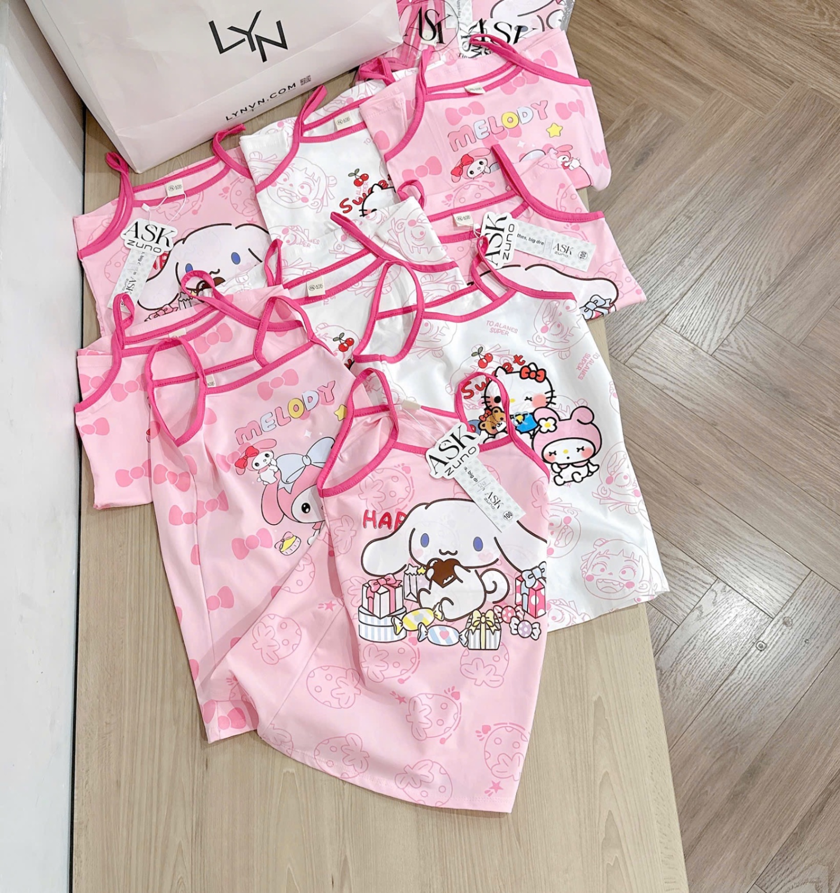 VB531 - SET 3 VÁY BÉ GÁI 2S HỒNG THỎ MELODY