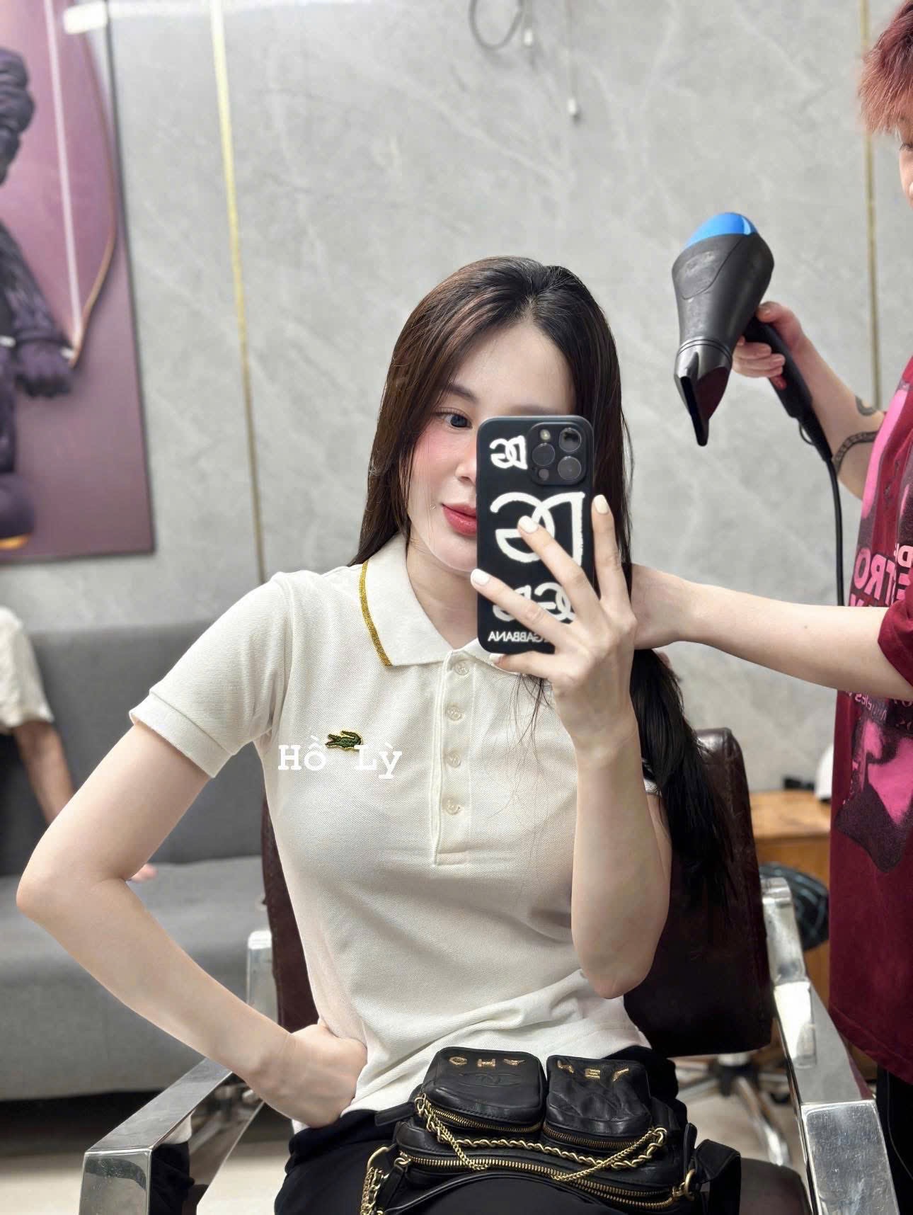 ANU206 - ÁO POLO NỮ LASCOTE TRẮNG CỔ VIỀN VÀNG
