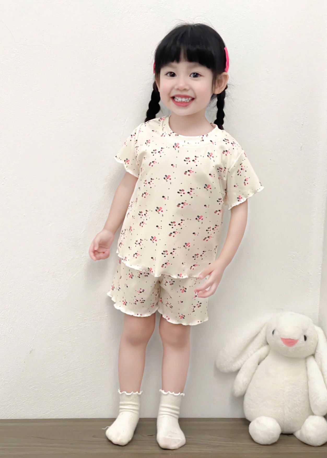 G579 - SET 3 BỘ ĐÙI BÉ GÁI HOA NHÍ VIỀN BÈO xanh hồng trắng