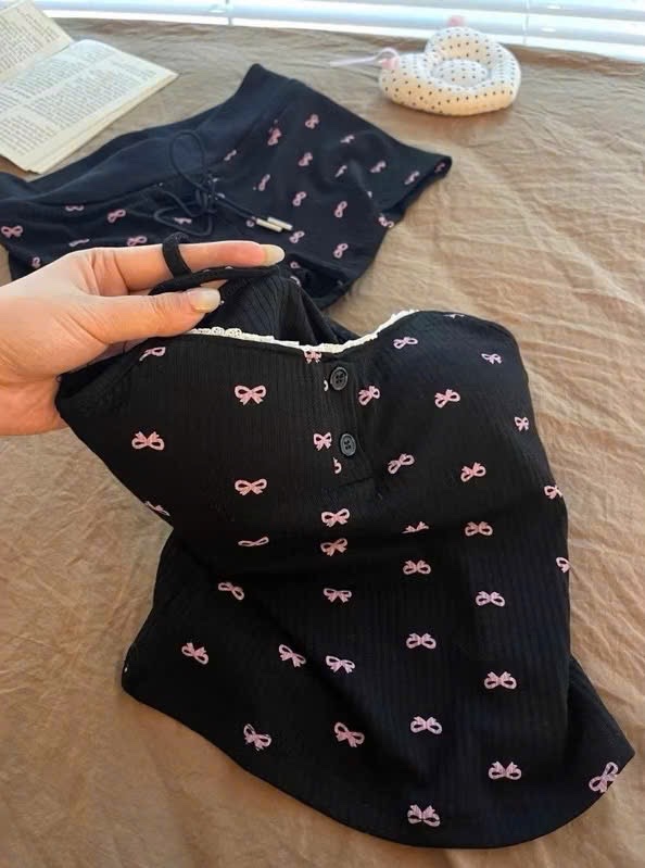 S941 - BỘ TĂM 2S IN NƠ PHỐI REN ĐỆM NGỰC
