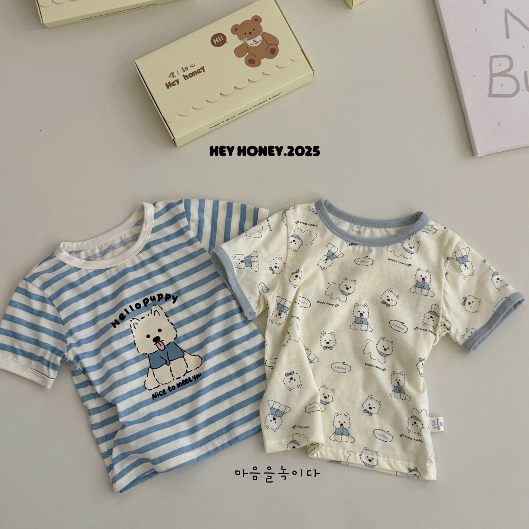 T622 - SET 2 BỘ ĐÙI BÉ TRAI CHÓ PUPPY xanh be