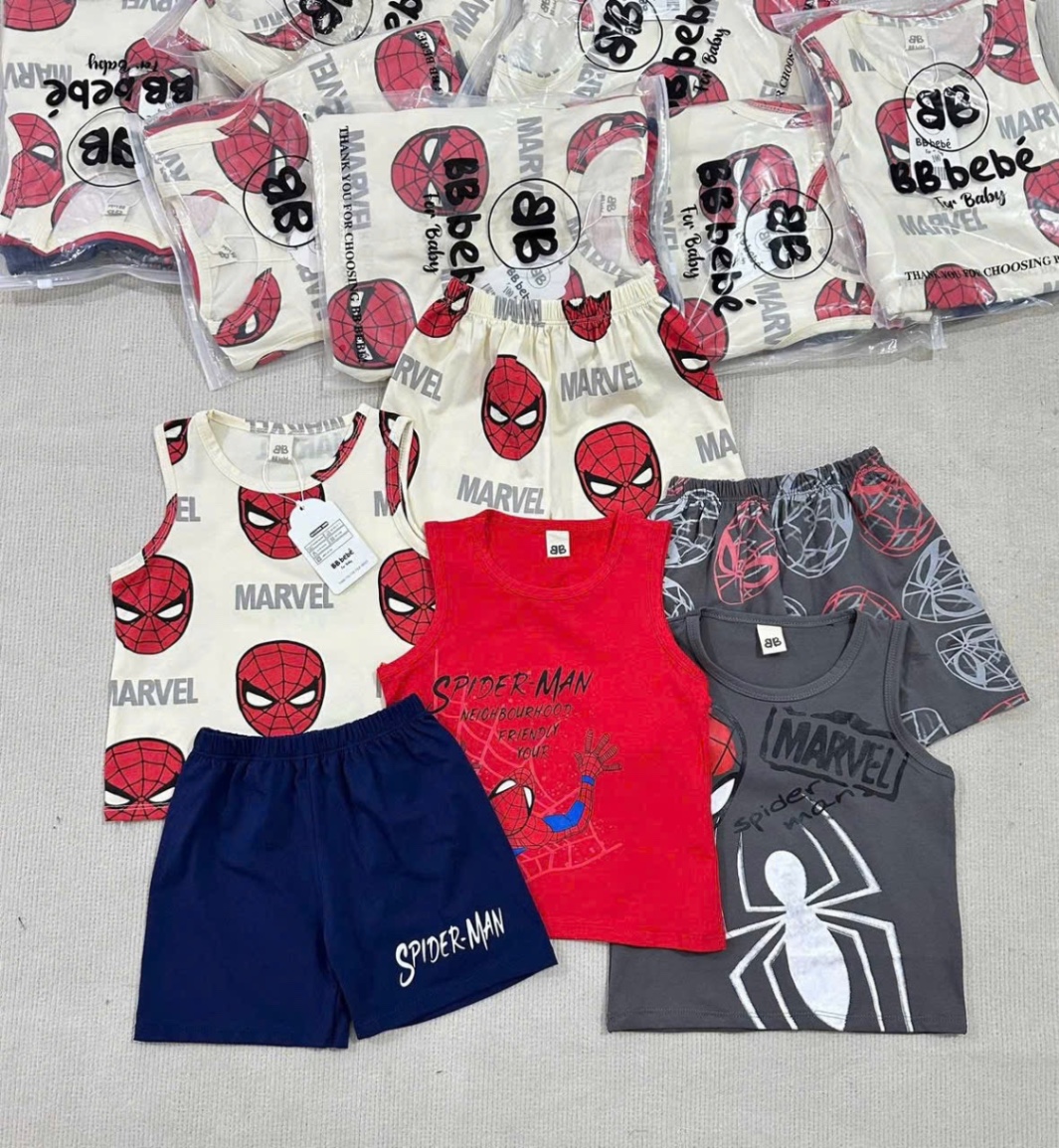 T634 - SET 3 BỘ ĐÙI BÉ TRAI BA LỖ MARVEL đỏ xám be