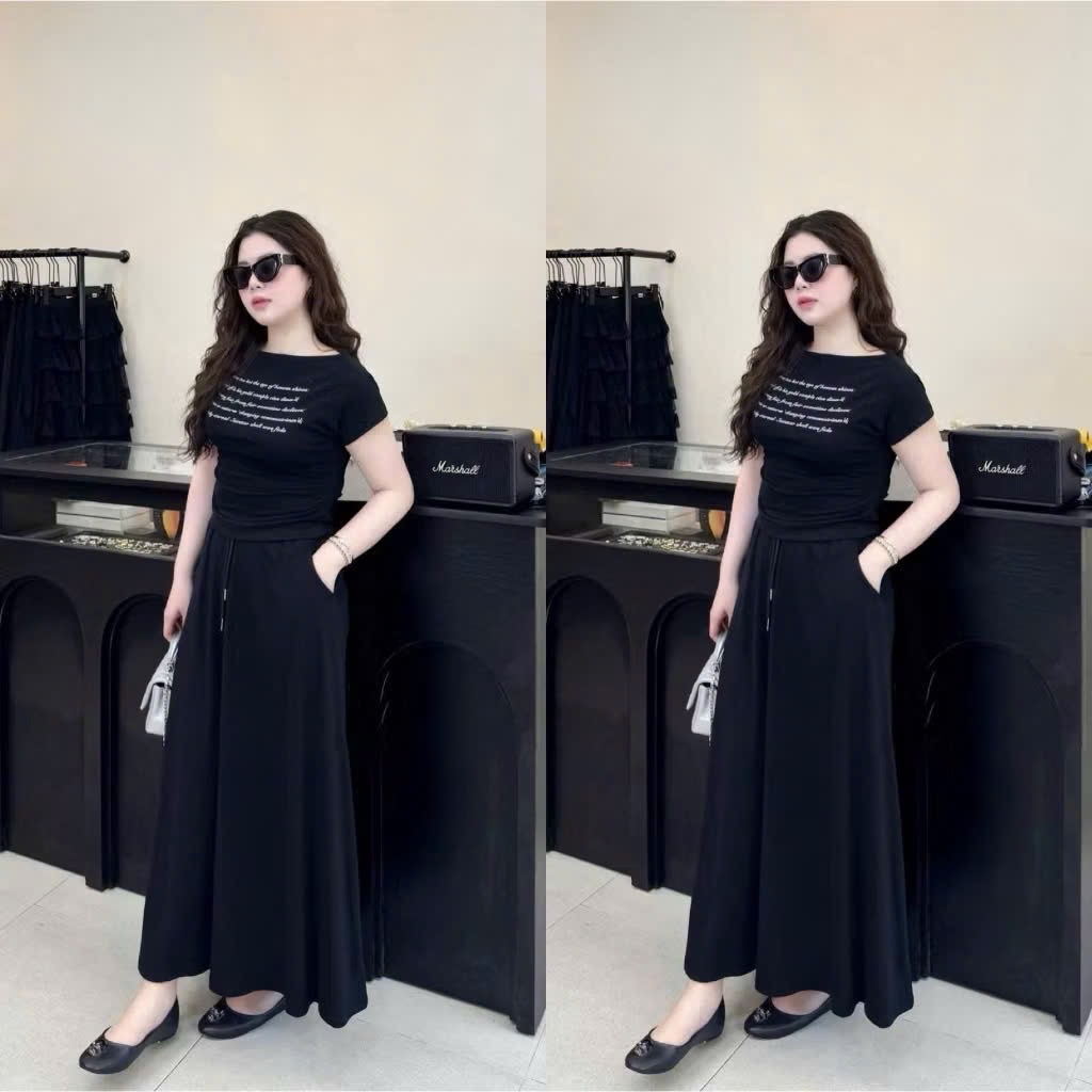 S942 - SET ÁO CỔ THUYỀN RÚT EM sometimes CVAY DÀI