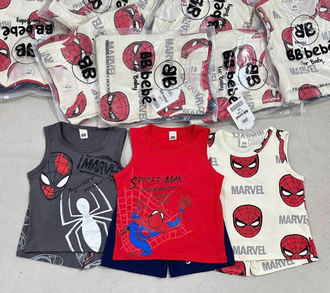 T634 - SET 3 BỘ ĐÙI BÉ TRAI BA LỖ MARVEL đỏ xám be