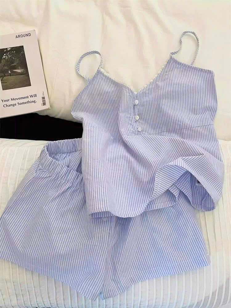 S947 - BỘ ĐÙI NỮ SỌC PHỐI REN 2S 2 MÀU