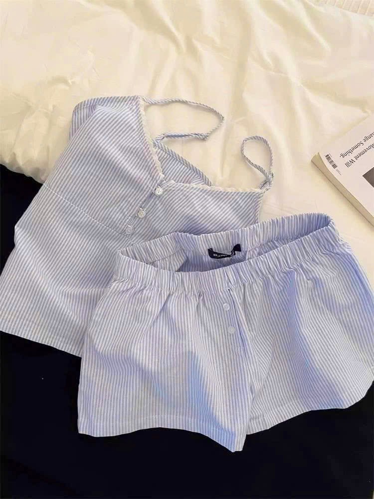S947 - BỘ ĐÙI NỮ SỌC PHỐI REN 2S 2 MÀU