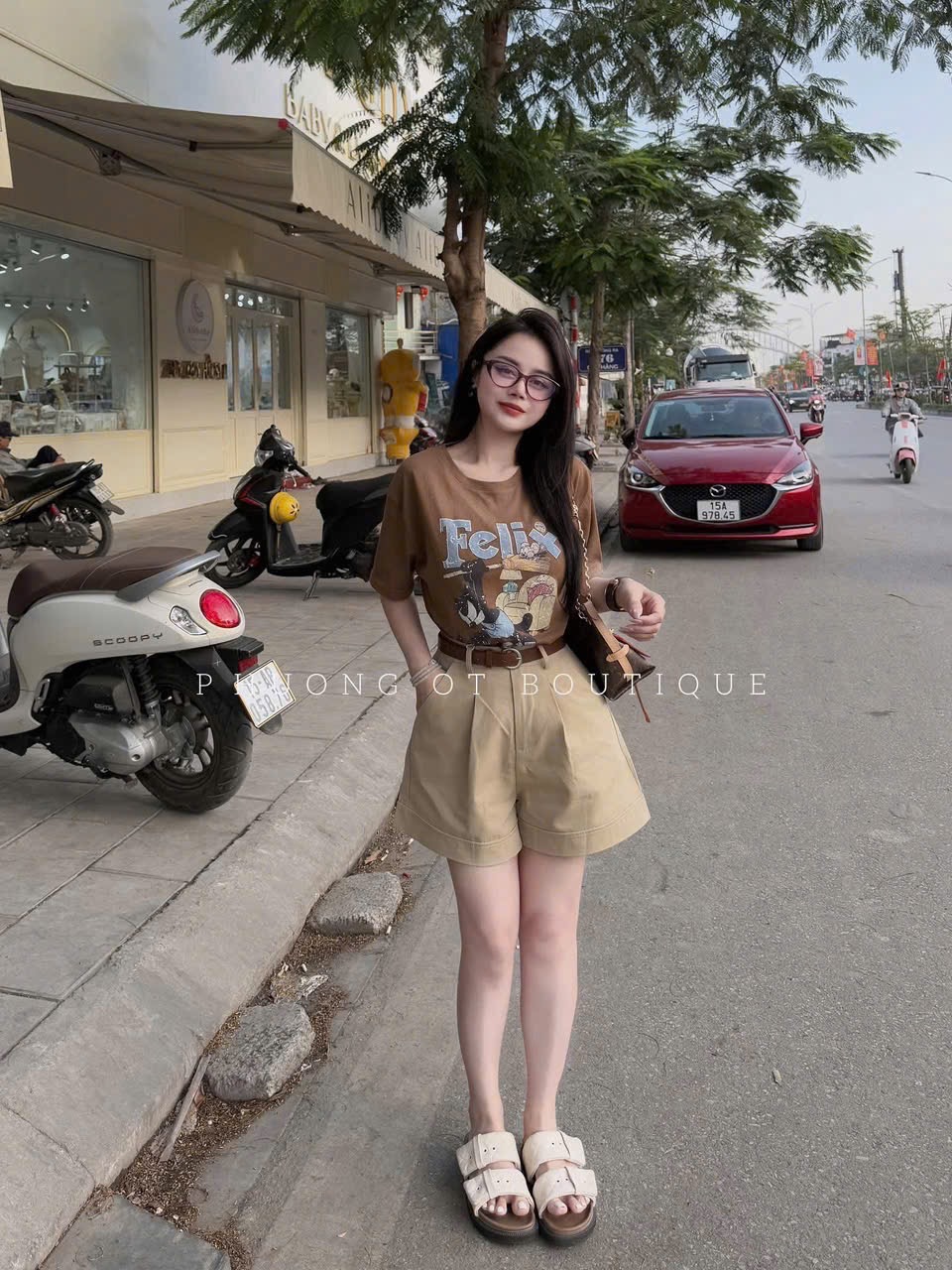 QNU585 - QUẦN SOOC JEANS NÂU BE