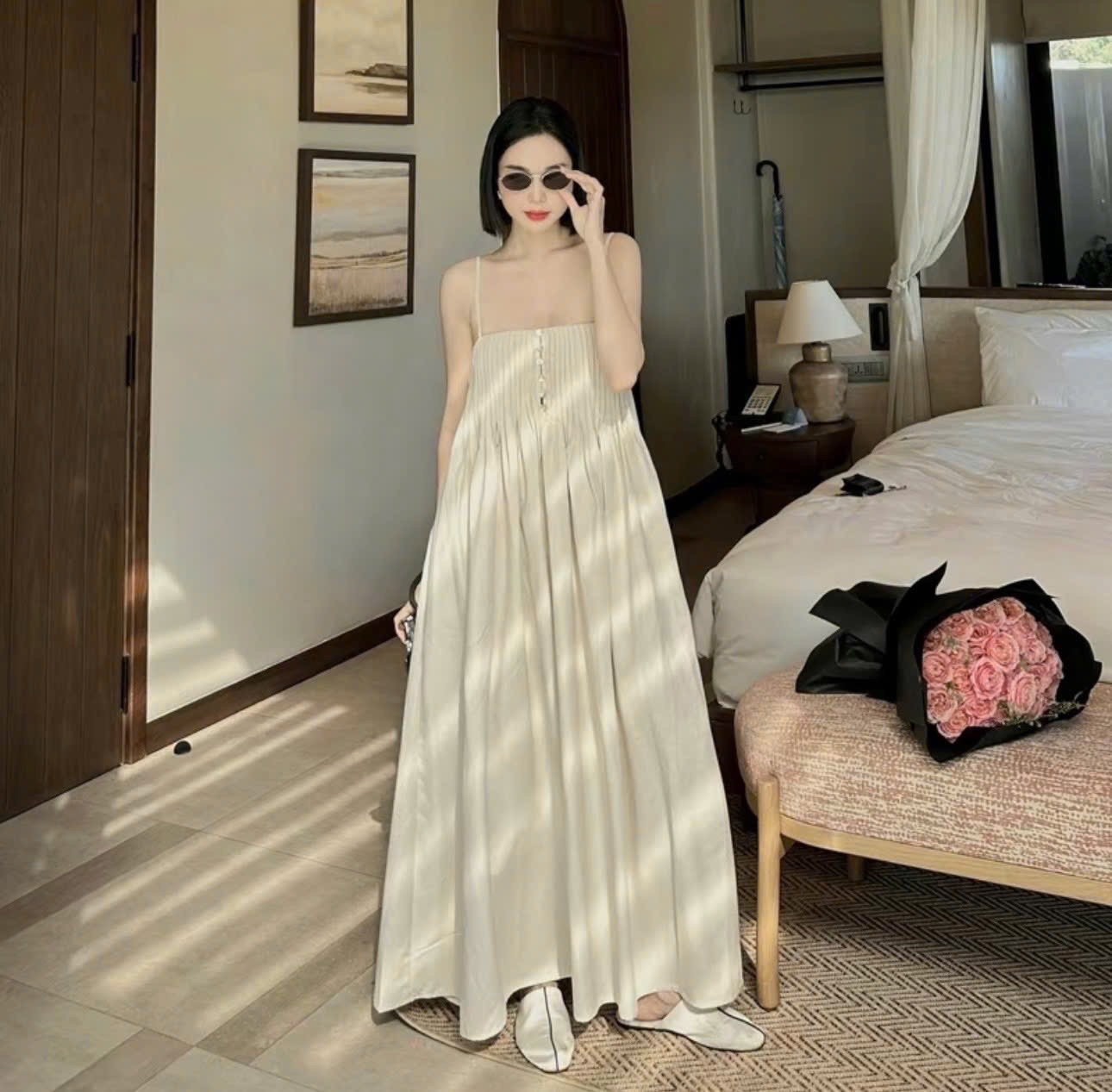 V469 - VÁY SUÔNG 2S LI NGỰC CHUN SAU