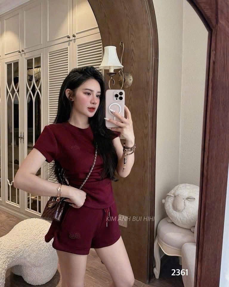 S952 - BỘ ĐÙI NỮ ĐỎ ĐÔ RÚT EO Bad