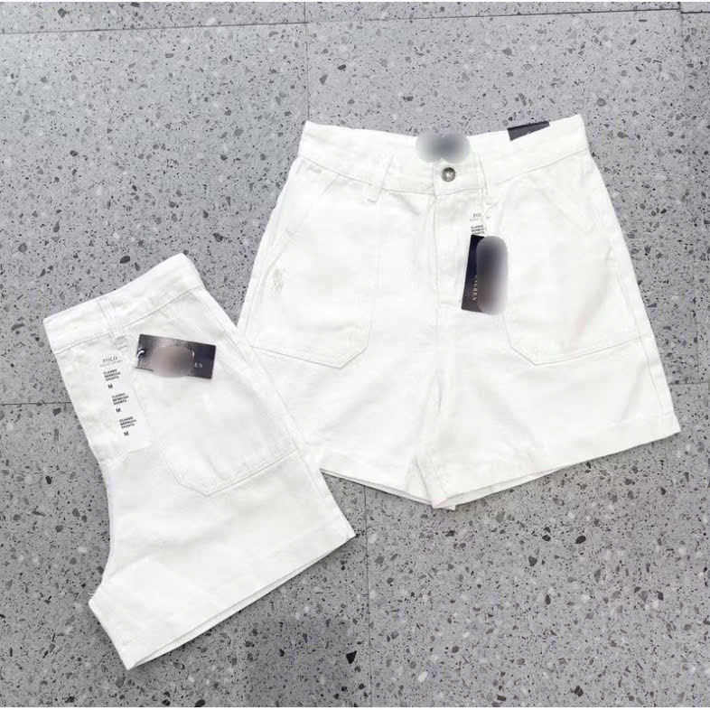 QNU586 - QUẦN SOOC JEANS TRẮNG TÚI TO THÊU KỊ SĨ