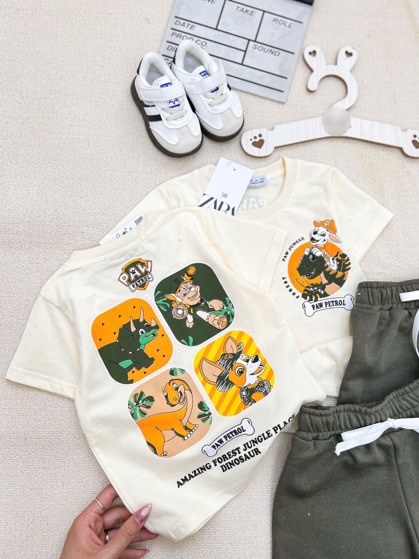 T643 - BỘ ĐÙI BÉ TRAI CHÓ PAW JUNGLE QUẦN RÊU