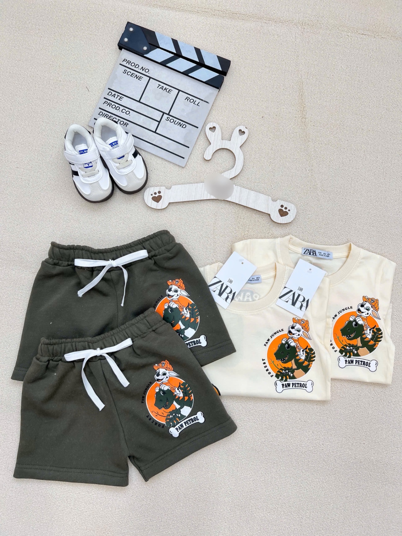 T643 - BỘ ĐÙI BÉ TRAI CHÓ PAW JUNGLE QUẦN RÊU