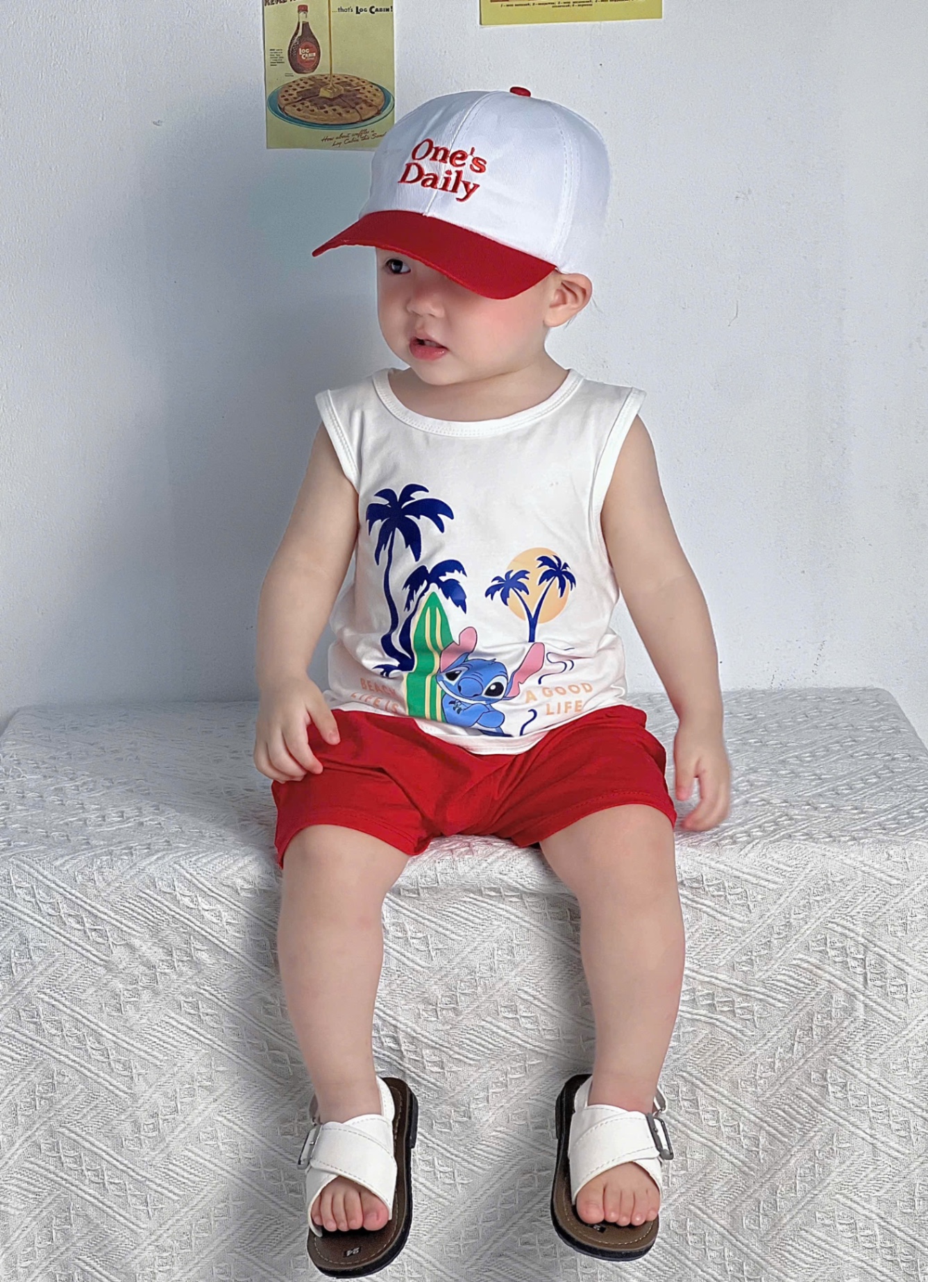 T641 - SET 2 BỘ ĐÙI BÉ TRAI BA LỖ CÂY DỪA xanh trắng