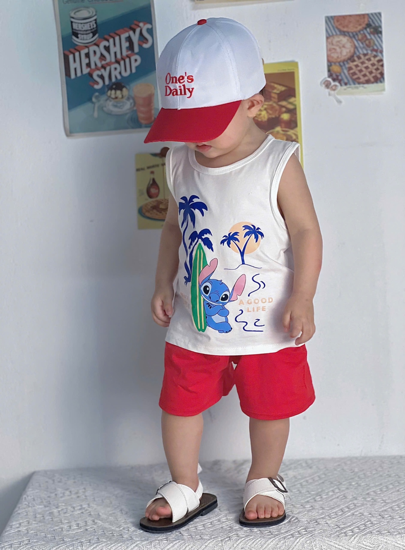 T641 - SET 2 BỘ ĐÙI BÉ TRAI BA LỖ CÂY DỪA xanh trắng