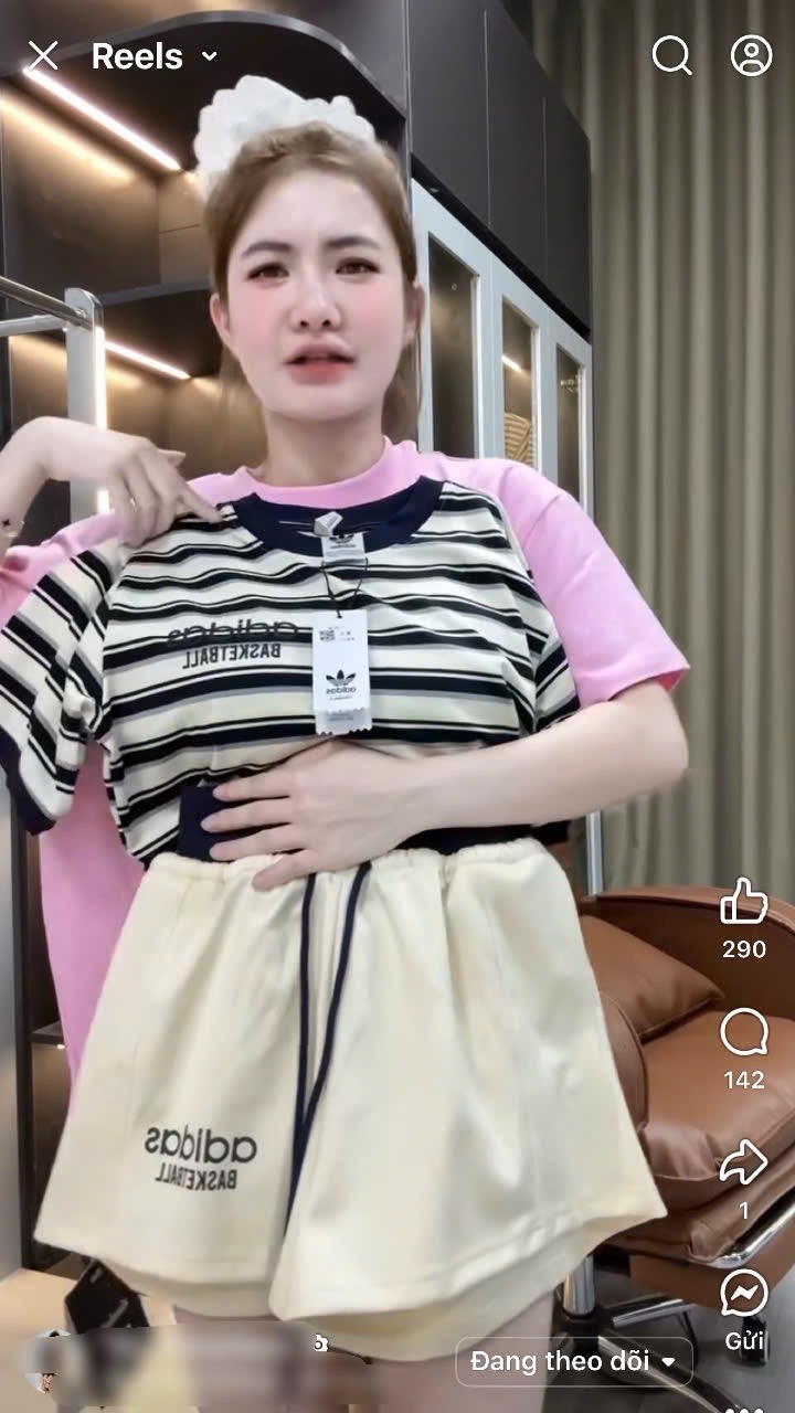 S961 - BỘ ĐÙI NỮ ÁO KẺ NGANG DAS QUẦN TRẮNG