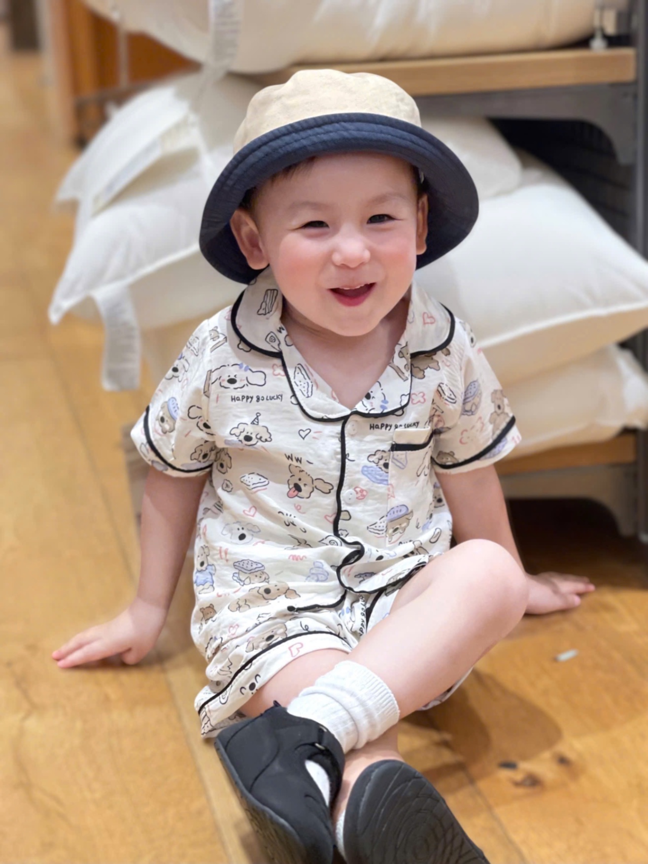 T652 - SET 2 BỘ ĐÙI BÉ TRAI PYJAMA XANH KẺ CHÓ
