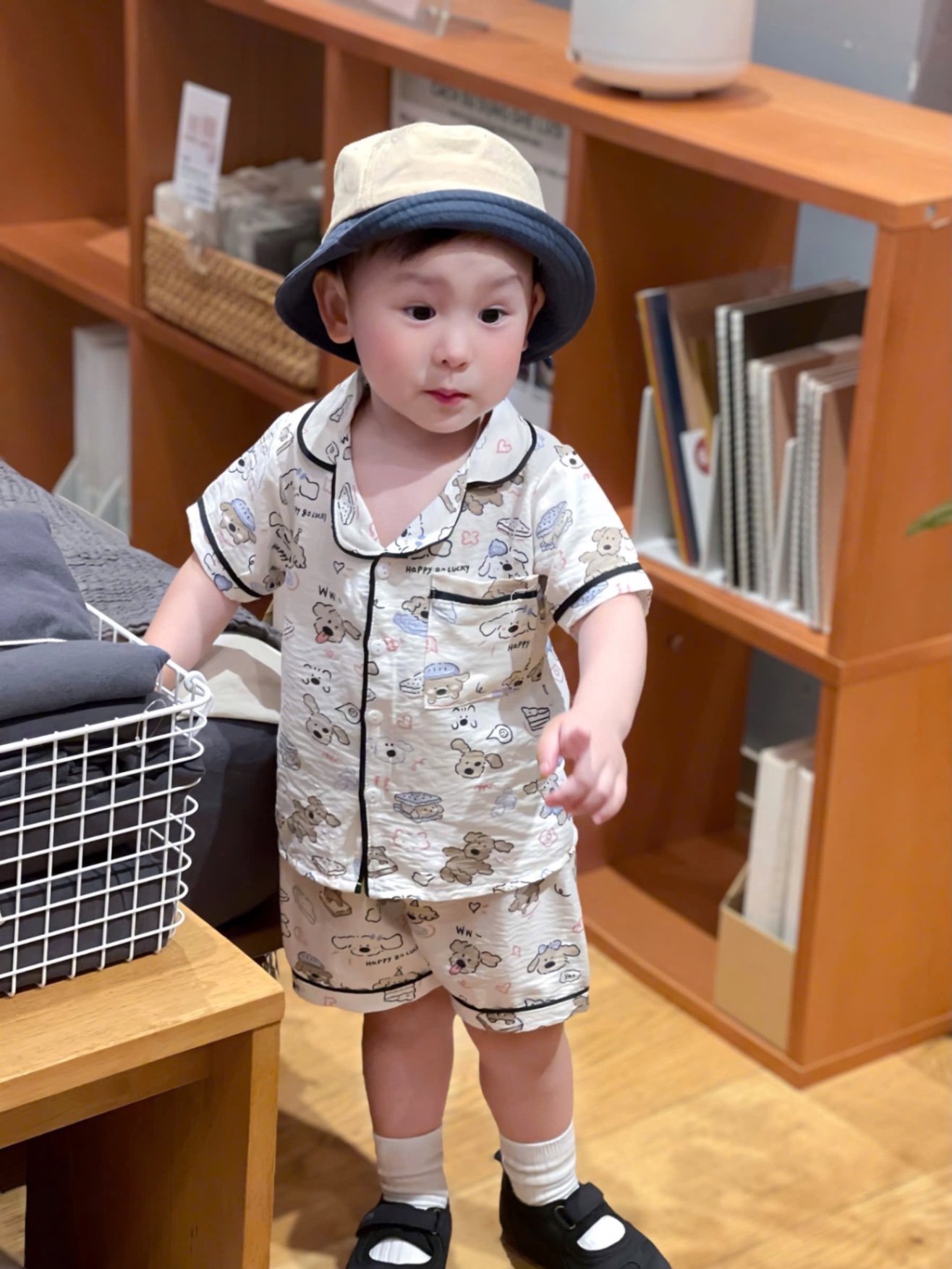 T652 - SET 2 BỘ ĐÙI BÉ TRAI PYJAMA XANH KẺ CHÓ