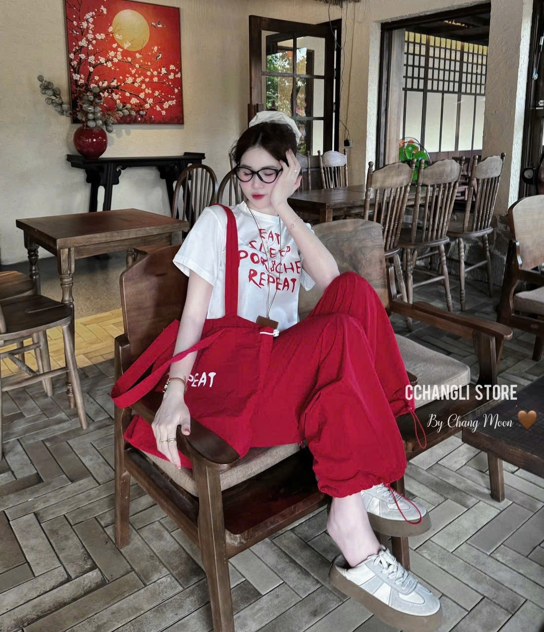 S964 - SET NỮ 3CT ÁO TRẮNG SLEEP QUẦN GIÓ KÈM TÚI