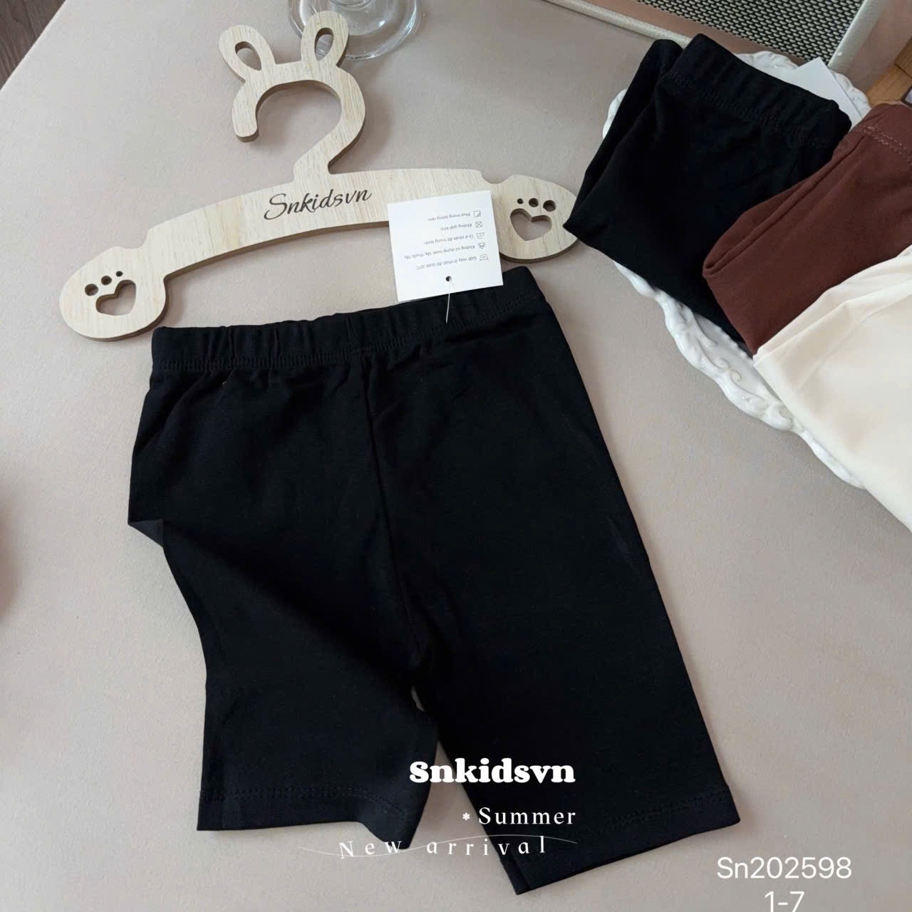 QB303 - SET 3 QUẦN ĐÙI LEGGING NGỐ BÉ GÁI đen nâu be