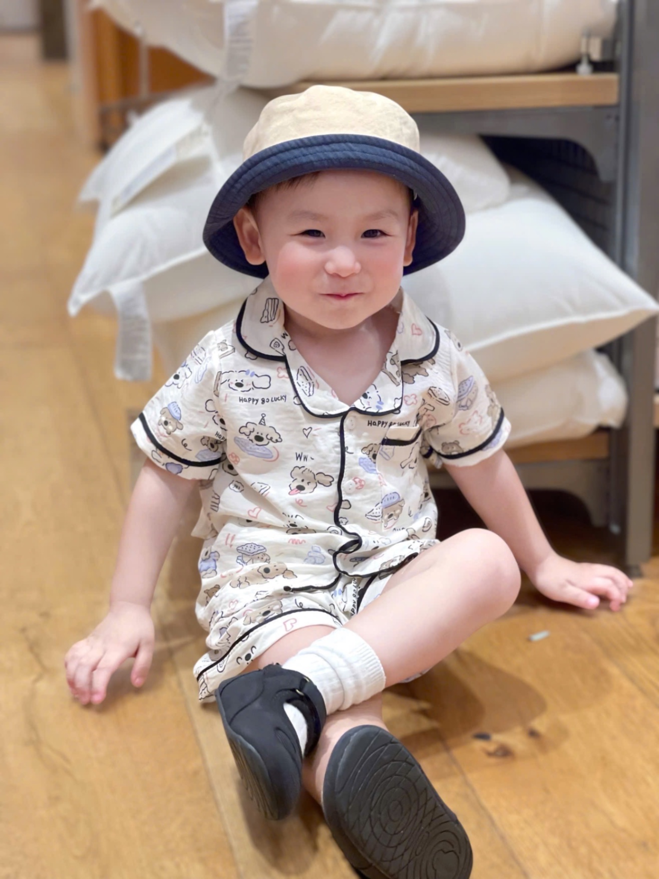 T652 - SET 2 BỘ ĐÙI BÉ TRAI PYJAMA XANH KẺ CHÓ