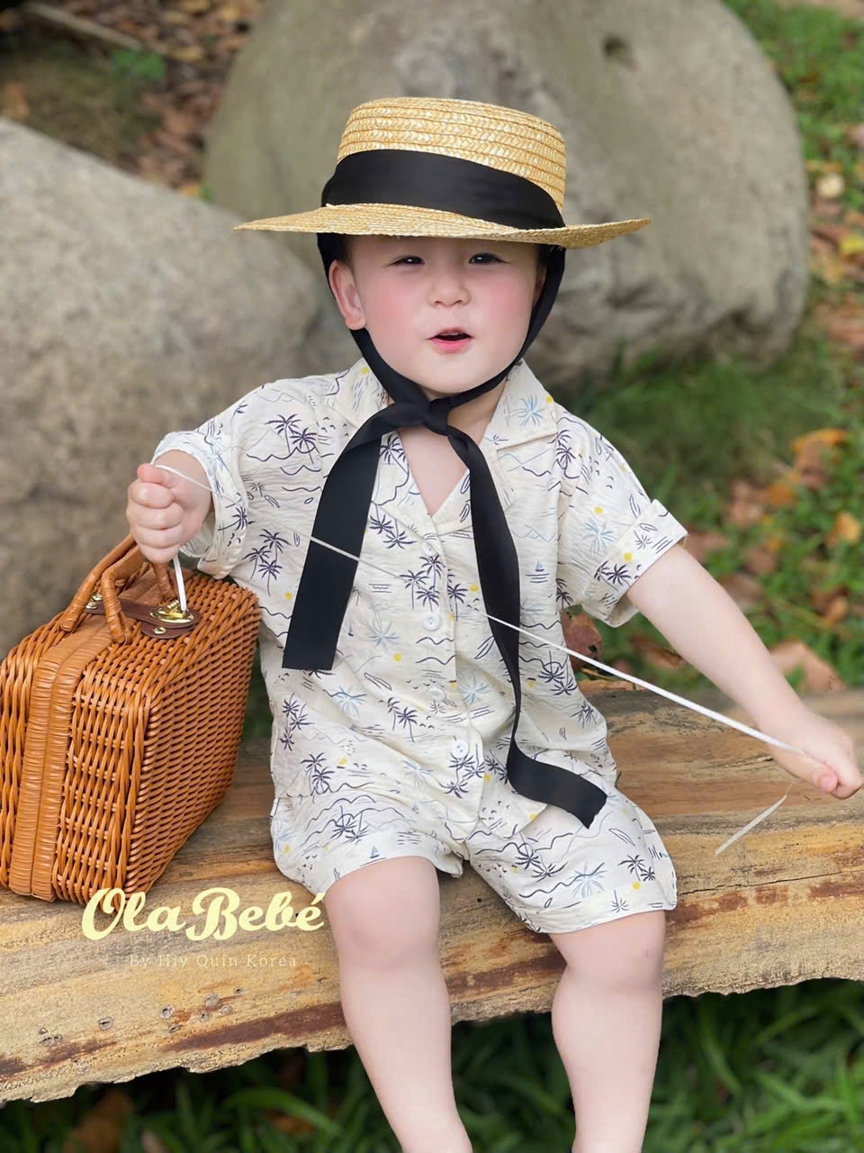 T648 - BỘ ĐÙI PYJAMA BÉ TRAI CÂY DỪA SÓNG BIỂN