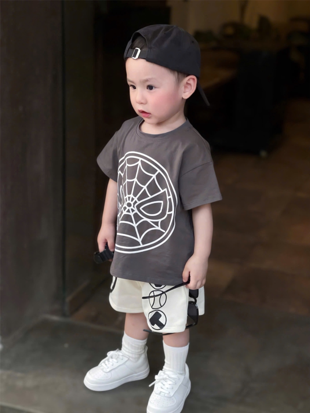 T649 - BỘ ĐÙI BÉ TRAI ÁO XÁM NHỆN TRẮNG QUẦN BE