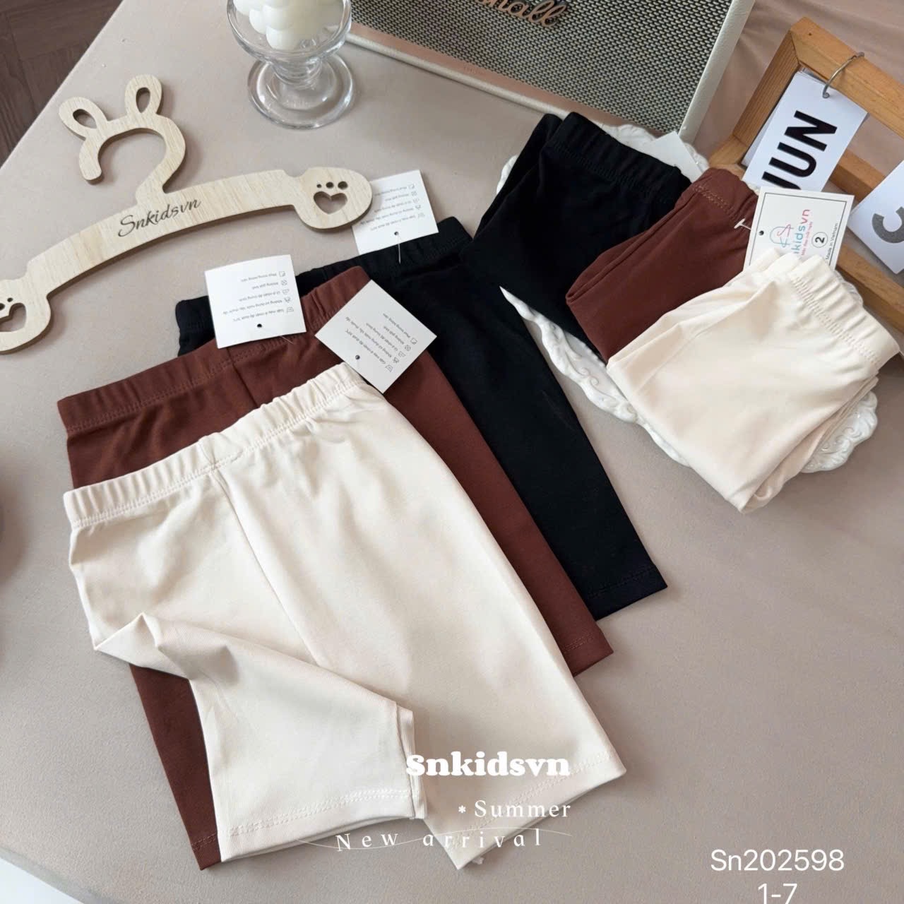 QB303 - SET 3 QUẦN ĐÙI LEGGING NGỐ BÉ GÁI đen nâu be