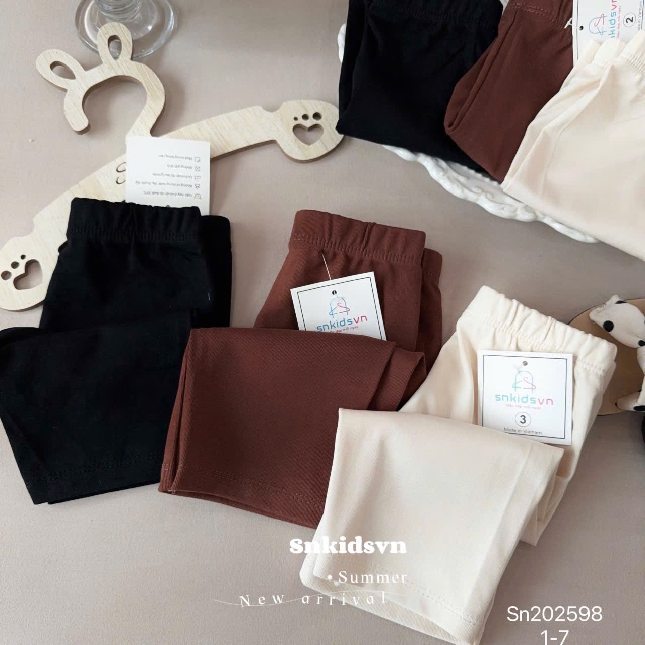 QB303 - SET 3 QUẦN ĐÙI LEGGING NGỐ BÉ GÁI đen nâu be