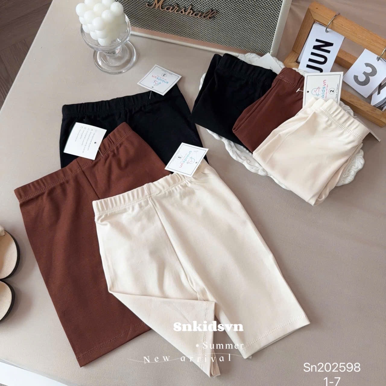 QB303 - SET 3 QUẦN ĐÙI LEGGING NGỐ BÉ GÁI đen nâu be