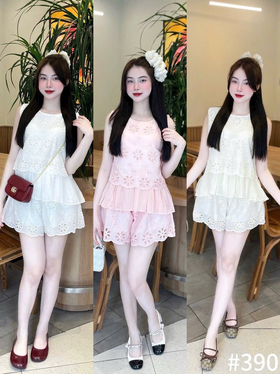 S967 - SET REN THÊU HOA CÓ LÓT SÁT NÁCH