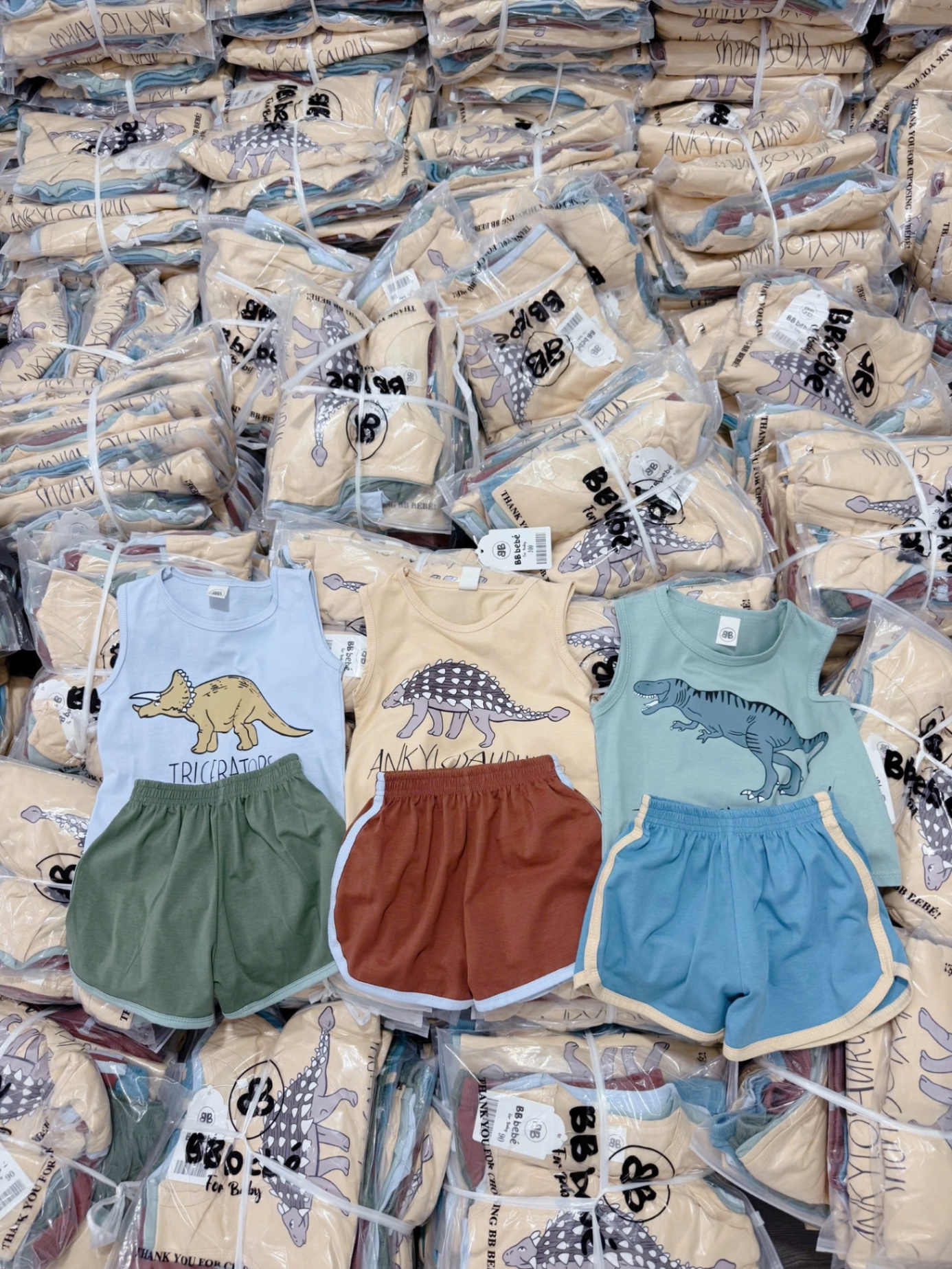 T653 - SET 3 BỘ ĐÙI BÉ TRAI BA LỖ KHỦNG LONG TYRA QUẦN VIỀN