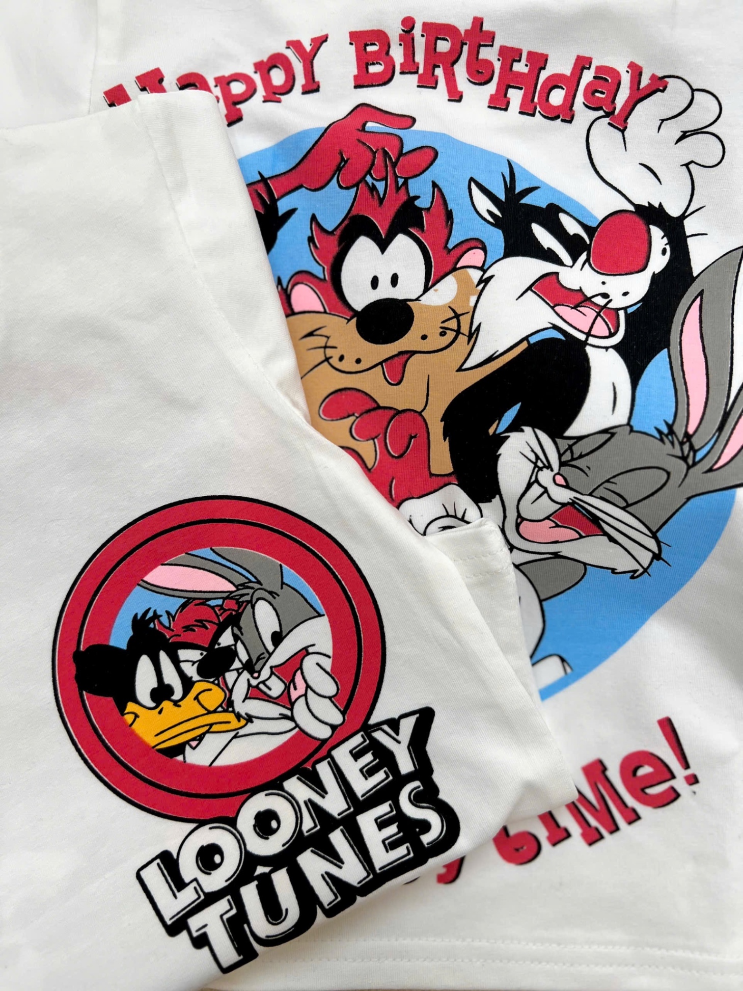 T654 - BỘ ĐÙI BÉ TRAI ÁO TRẮNG THỎ LOONEY QUẦN ĐEN