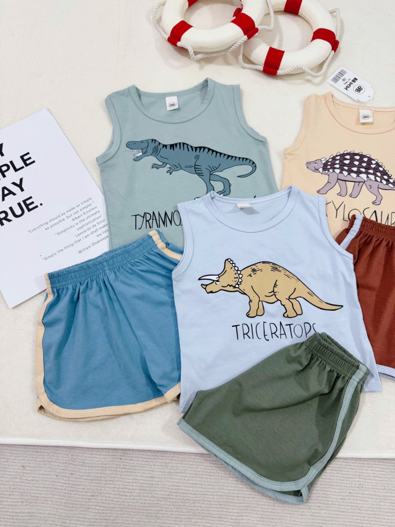 T653 - SET 3 BỘ ĐÙI BÉ TRAI BA LỖ KHỦNG LONG TYRA QUẦN VIỀN